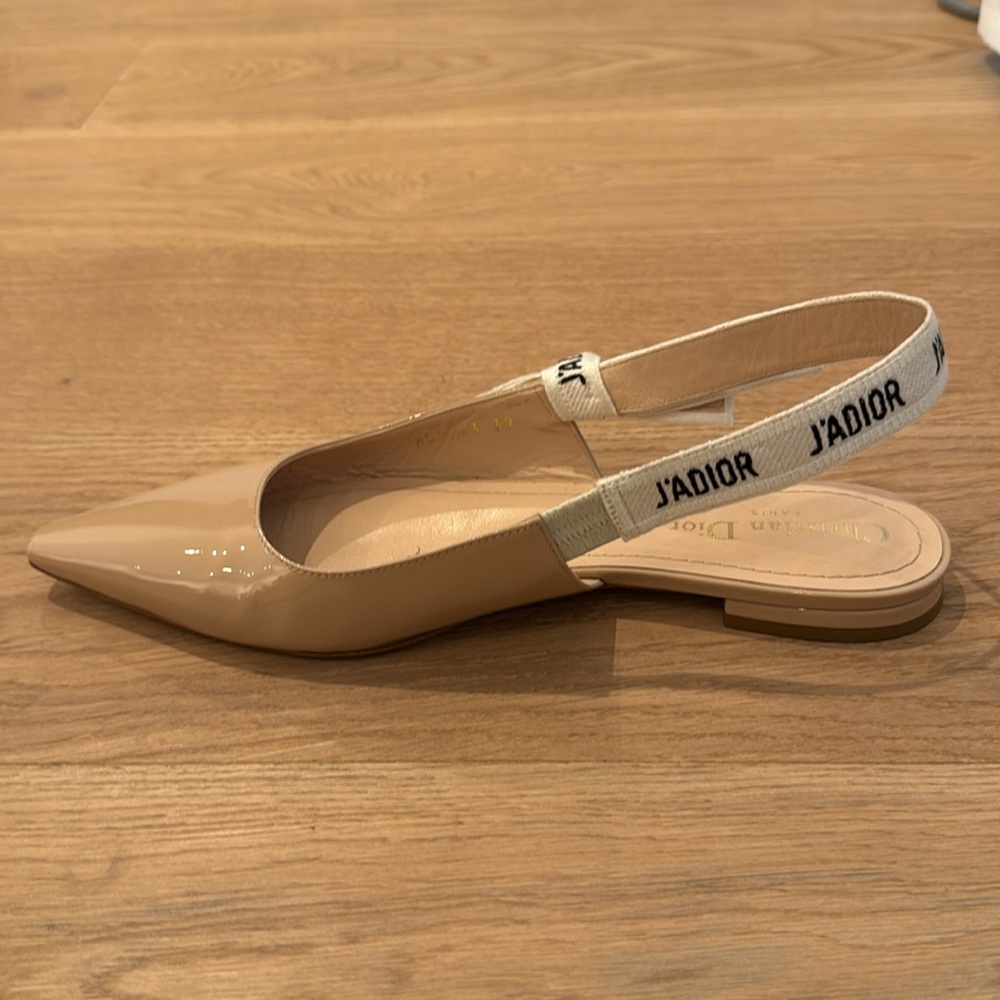 Christian Dior J’Adior Nude Patent Slingback Flat Sz 39 - Picture 6 of 7